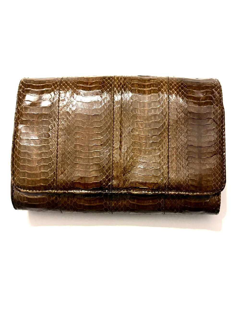 FASHION BAGS Vintage Brown Genuine Snakeskin Leather Clutch / Crossbody Bag